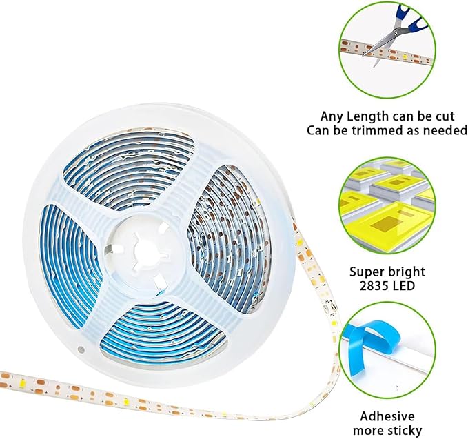Solar LED Strip Lights Outdoor Waterproof 19.6FT 180 LED White Cuttable Solar Powered Tape Light for Outside, Pool, Stair, Accent Lighting (Upgraded Version)