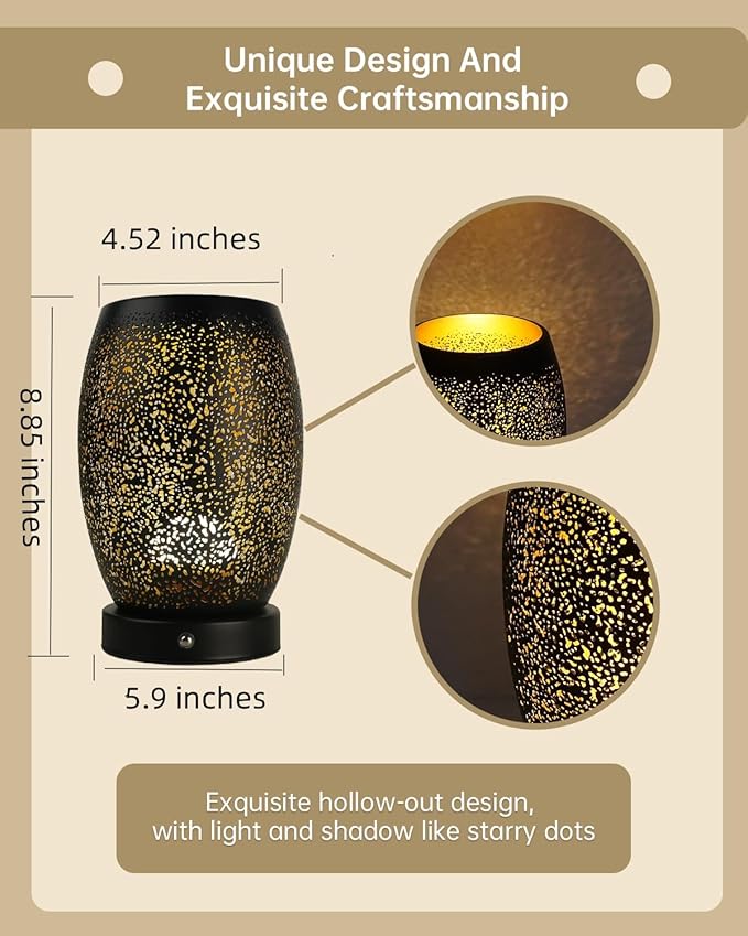 Table Lamps for Living Room - Bedside Lamps for Nightstand, Vintage Night Stand Lamp with Remote for Bedroom Kids Room Living Room Office