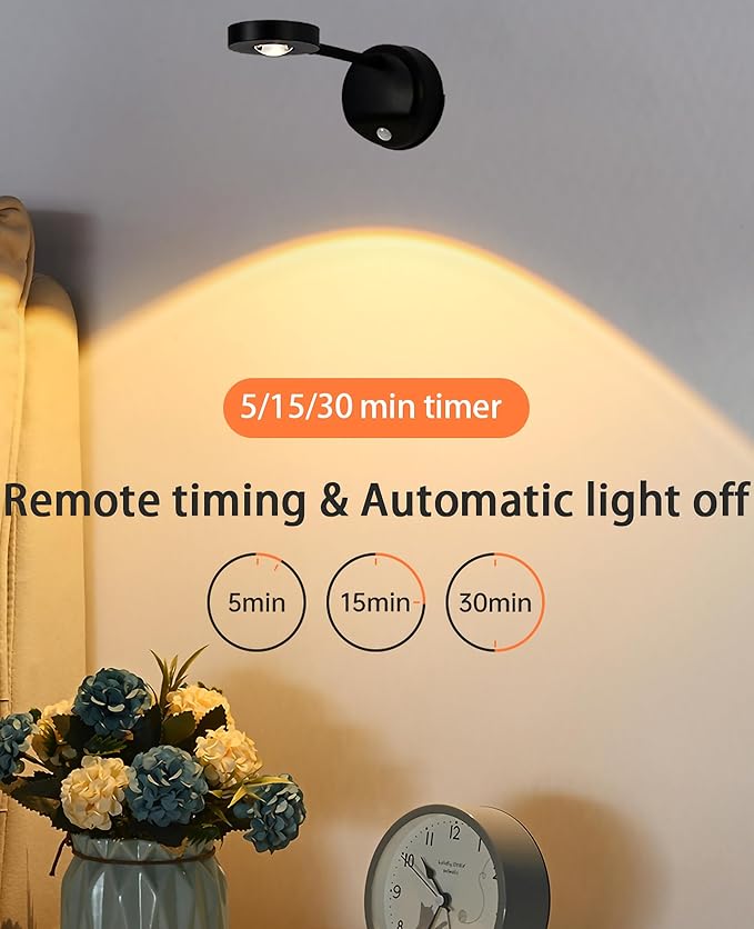 2200mAh Motion Sensor Picture Spotlight Painting Light, LED Wall Sconce, Night Light Lamp, Rechargeable Battery Operated 3 Color & Dimmable Magnetic 360° Rotation with Remote (Black, 1 Pcs)