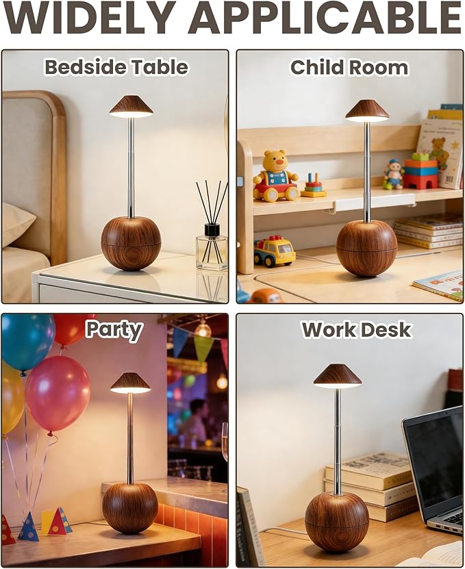 yadoker 2 Pack Cordless Table Lamps Set, Tumbler Design Touch Lamp & Remote, Rechargeable 2600mAh USB Desk Lamp, Multiple Colors Dimmable Nightstand Lamp for Bedroom, Living Room, Outdoor (Walnut)