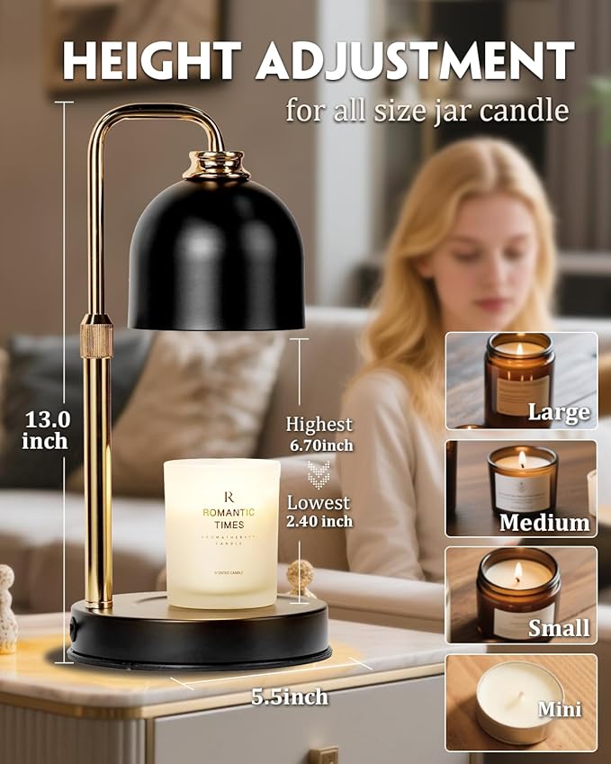 Candle Warmer Lamp with Timer & Dimmable Brightness, House Warming Gifts New Home, Candle Warming Lamp Gifts for Anniversary, Birthday Gifts for Women Mom, Flameless Wax Melt Warmer for Jar Candles