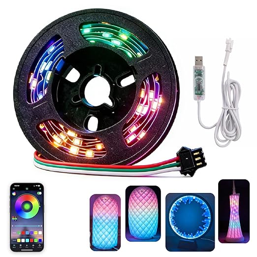 App Control Led Lamp Kit 001 for Bambu Lab 3D Printer Light,Iridescent RGB LED Strip Light Bundle-ZH037 1M/3.28FT 3D Printer Accessories 60 LEDs Models Lamp DIY (1)
