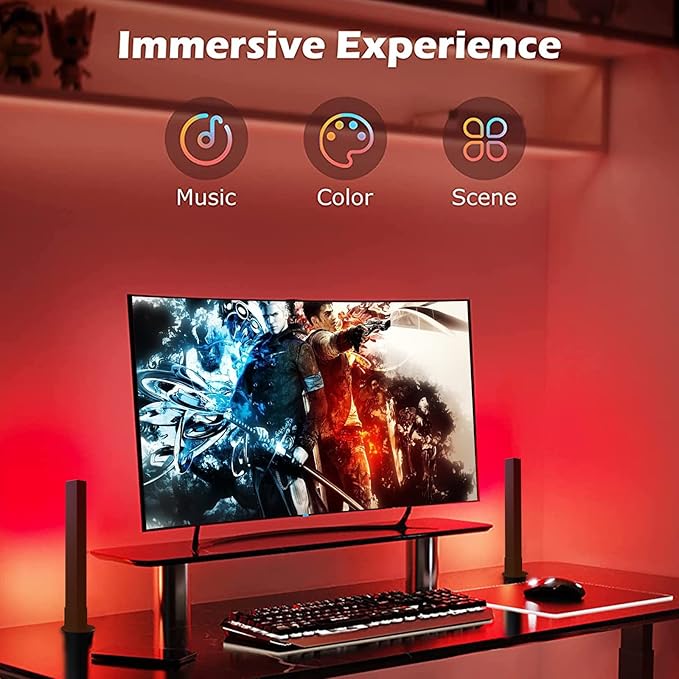 DS Smart LED Light Bars, Gaming Lights, Ambient Light, RGB TV Backlights with Scene Modes and Music Modes for Gaming, Computer Case, PC Monitor, TV, Laptop (Z Series)