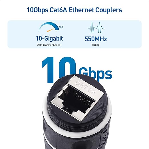 Cable Matters 3-Pack 10Gbps Cat6A Shielded IP68 Waterproof RJ45 Coupler (Waterproof Ethernet Connector for Outdoor) in Black