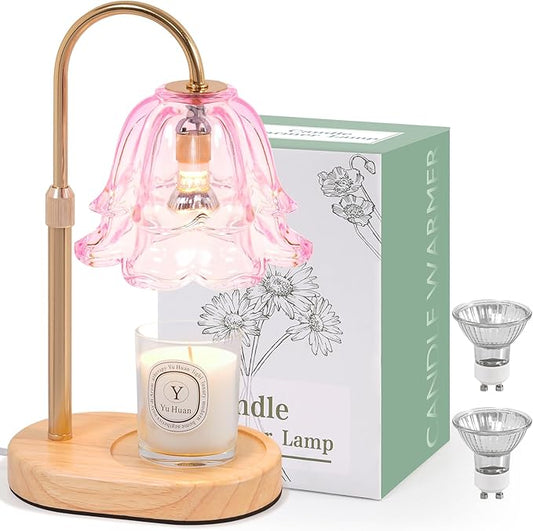 Lanhado Flower Candle Warmer Lamp with Timer - Dimmable Electric Candle Warming Lamps, Adjustable Wax Melter Wamers Light for Jar Candles, Birthday Gifts for Women, Christmas New Home Decor