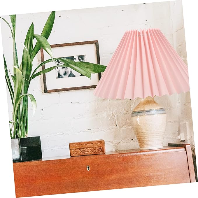 Pleated Pink Lampshade Cover for Table Lamp Decorative Light Accessory Replacement Shade for Bedside Lamps Easy to Install 12-inch Diameter