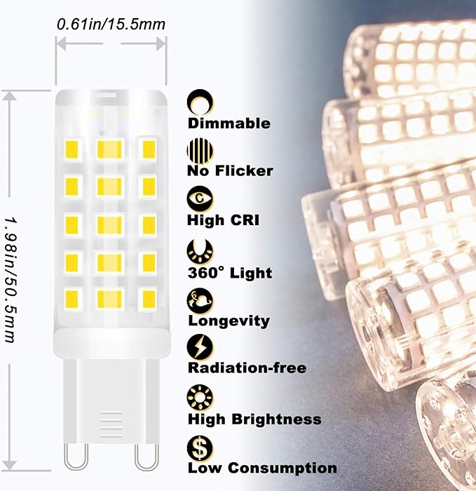 ALIDE G9 Led Bulbs Dimmable 3W Replace 20W 25W 30W Halogen Equivalent,4000K Natural White, AC120V T4 Clear G9 Bi-pin Led Bulbs for Chandelier Pendant Wall Home Lighting,300LM,360Deg,10Pack