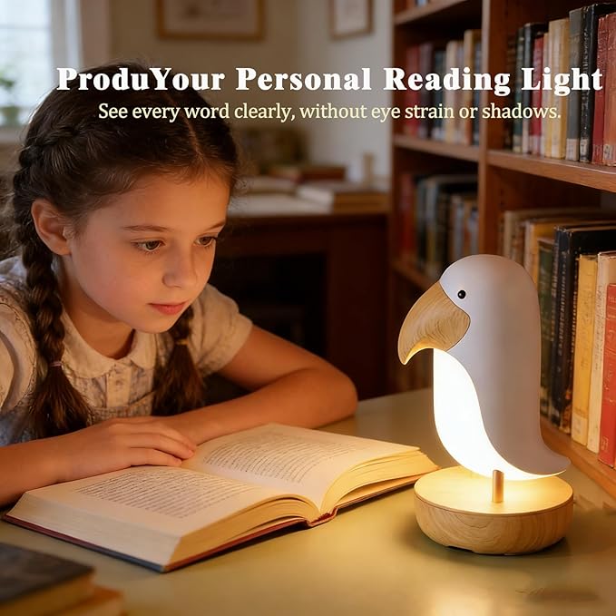 Bird Table Light - Rechargeable Night Light, Cordless Desk Lamp, Decor Lamp for Bedroom, Nursery, Living Room | Warm White LED, Gift for Bird Lovers & Home Decoration