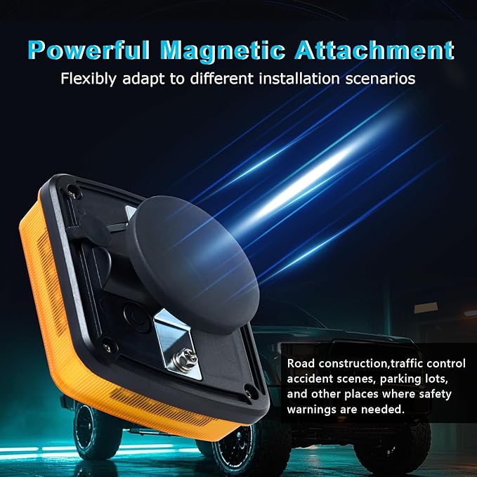 Wireless LED Road Flares for Emergency,Rechargeable Safety Flashing Lights for Vehicles,Portable Strobe Light Magnetic Emergency Strobe Light Kit for Trucks (Amber) (Amber)