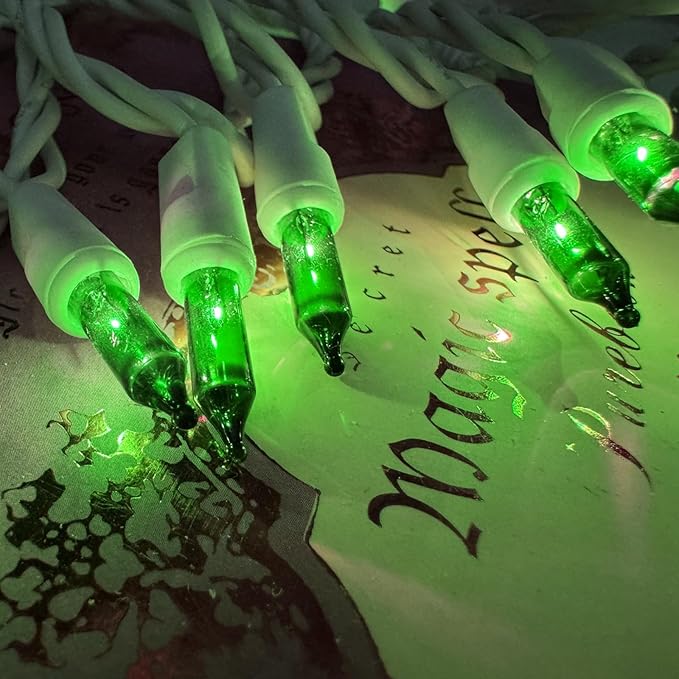 HISHINY Green Christmas Lights 100 Count St. Patrick's Day Decorations String Lights with White Wire for Outdoor Indoor Christmas,Wedding Decorations Halloween Decor,UL Certified (21feet)