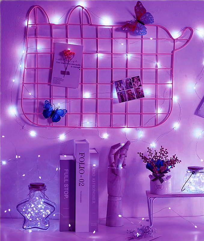 Purple Fairy Lights Battery Operated 3 Speed Modes 7Ft 20 LED Mini Fairy String Lights Christmas Waterproof Twinkle Firefly for Bedroom DIY Thanksgiving Valentine's Decor