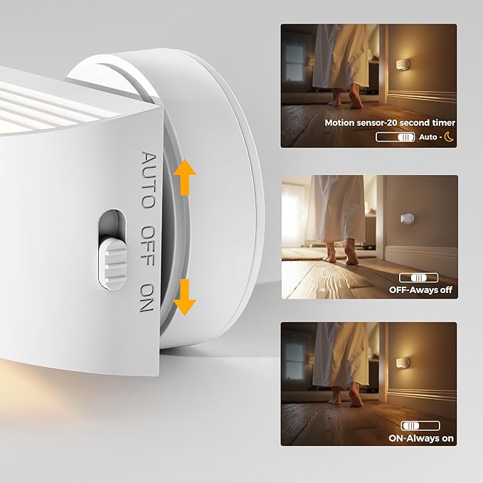 L LOHAS LED Motion Sensor Night Light, Rechargeable Stair Lights Indoor, Portable Warm White Motion Sensor Light Indoor, Battery Operated for Bedrooms, Hallway, Stairway & Bathrooms