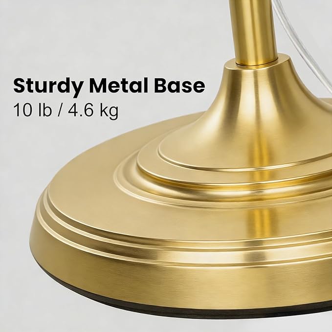 Floor Lamp Gold Glass Brass 66.5in Tall Standing Lamp for Living Room with 3 Brightness Lights Vintage Tree Flower Lamp for Bedroom Office(3LED Bulbs Included)