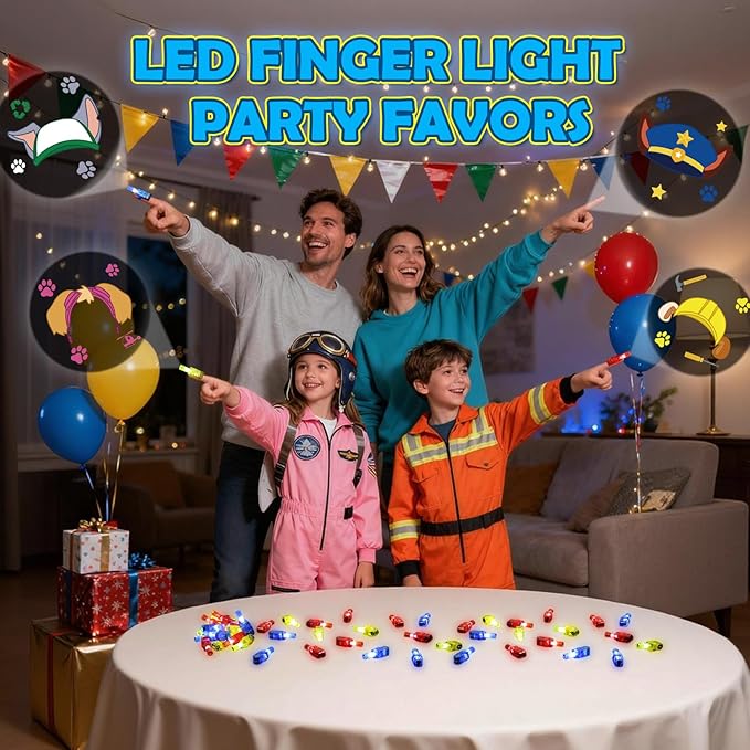 36 Pcs Dog Paw Party Favors LED Finger Lights, Glow in the Dark Puppy Hero Party Supplies, Goodie Bag Stuffers Classroom Treasure Box Prizes, Rescue Theme Party Gifts for Kids