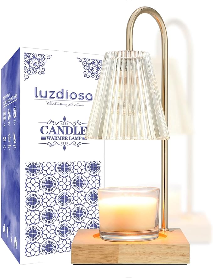 Candle Warmer Lamp with Timer, Vintage Electric Candle Lamp Warmer, Mothers Day Presents for Mom, House Warming Decor, Dimmable Candle Melter for Scented Wax, Clear