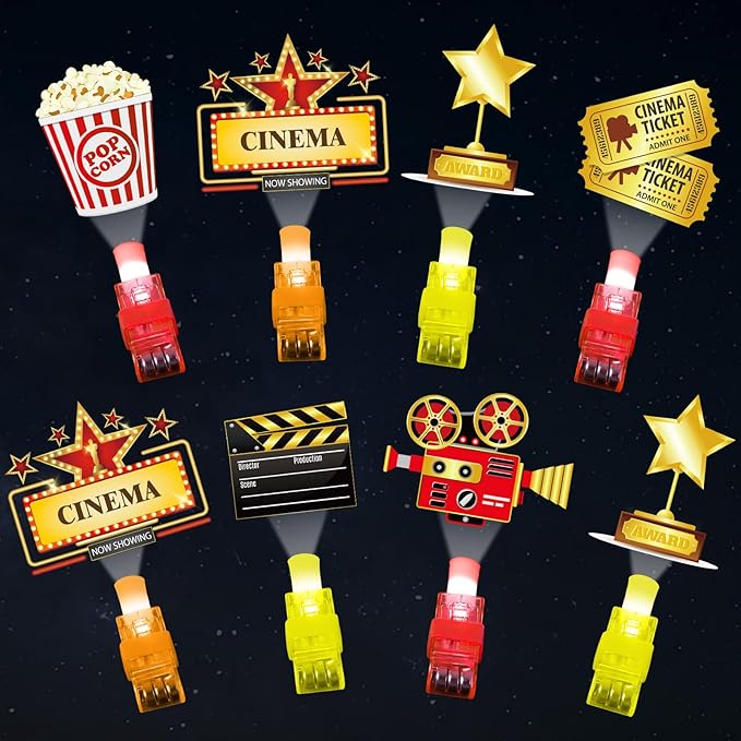 36Pcs Movie Night LED Finger Lights Movie Theme LED Finger Lights Glow in the Dark Light Up Toys Back to School Supplies for Kids Birthday Party Goodie Bag Stuffer Birthday Gifts Classroom Prize