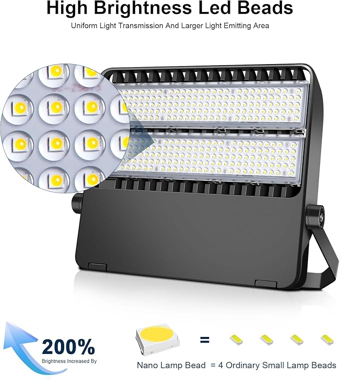 LED Flood Lights Fixture, Extremely Bright 36000LM Outdoor Stadium Light, IP65 Waterproof 240W Commercial Exterior Parking lot Lighting with 5000K Wide Angle and Heavy Duty