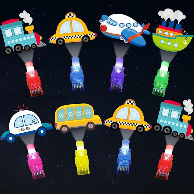 36PCS Transportation LED Finger Lights Traffic Party Favors Glow in the Dark Light Up Finger Lights Traffic Car Themed Toys Bulk for Birthday Party Goodie Bag Stuffer Birthday Gifts Classroom Prize