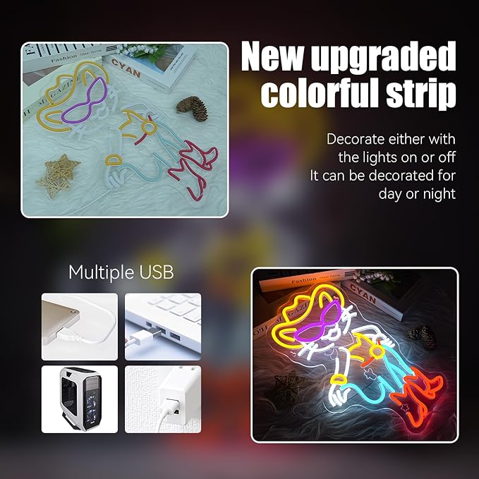 ineonlife Cowboy Neon Sign Cat Neon Signs for Wall Decor Mode LED Lights for Room Personality Light Up Western Decor for Bar Pub Birthday Party Gifts for Teens Gifts for Cat Lovers