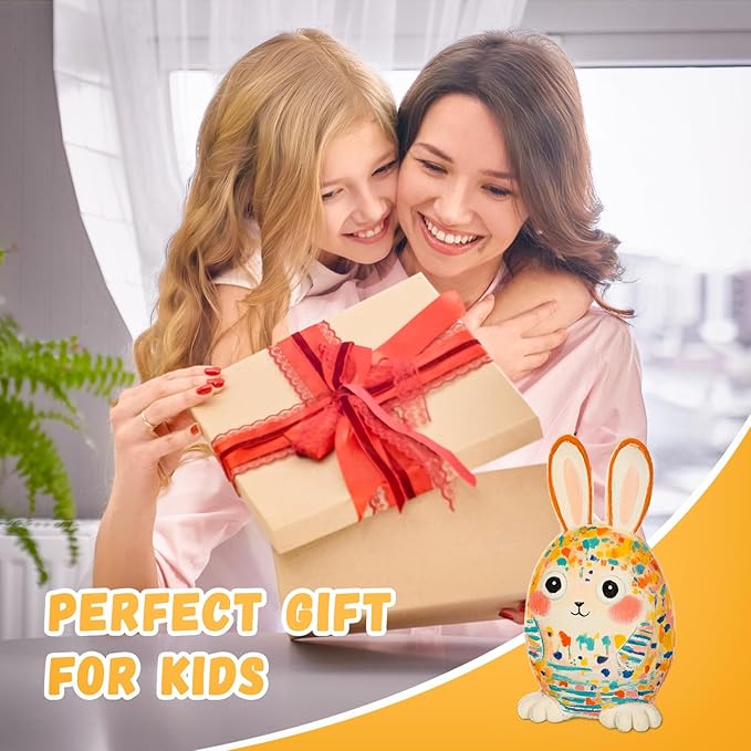 Paint Your Own Bunny Lamp Kit, Art Supplies Arts & Crafts Kit for Kids Age 4-8, Unique Easter Rabbit Egg Gift, Creativity Painting Kit Toy for Girl Boy Birthday Gift Ages 3 4 5 6 7 8 9 10 11 12+