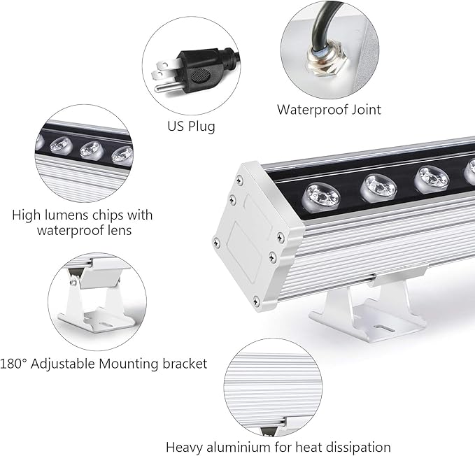 JSN&PC LED Wall Washer 24W 39.4 Inches Lighting Bar IP65 Waterproof Outdoor Light for Advertising Boards, Billboard,Building Commercial Lighting (White 5000-5500K)