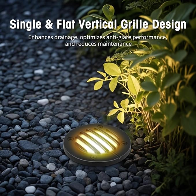 Low Voltage Landscape Lighting: 10W 2700K Warm White LED Well Lights, 12/24V Outdoor In-Ground Lights with IP67 Waterproof for Garden Yard Pathway Pavers Deck Fence, 12 Pack with Connectors