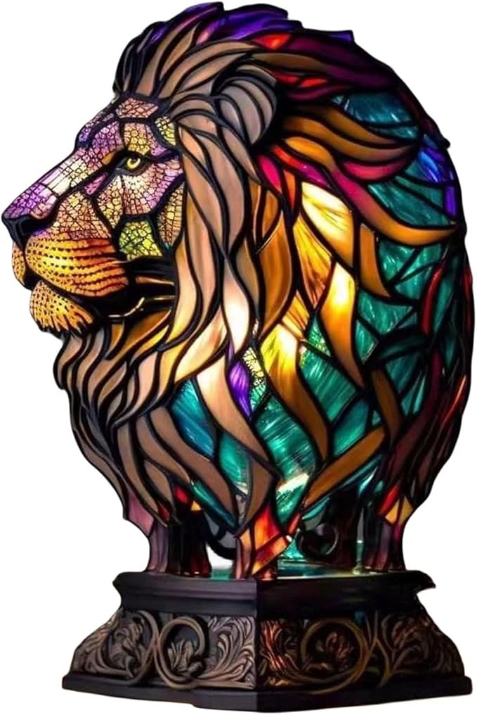 Mmoneyake Animal Table Lamp Series, Animal Resin Table Lamp Elephant/Unicorn/Mermaid/Sea Turtle/Lion/Dolphin/Wolf/Owl/Horse/Rooster, Stained Resin Animal Night Light, Stained Resin Lamp