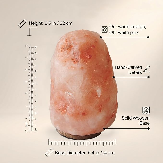 AMOYSTONE Orange Glow Salt Lamp 8-9 Inch, Warm Light Himalayan Rock with Dimmer Kit (6-10 lbs)