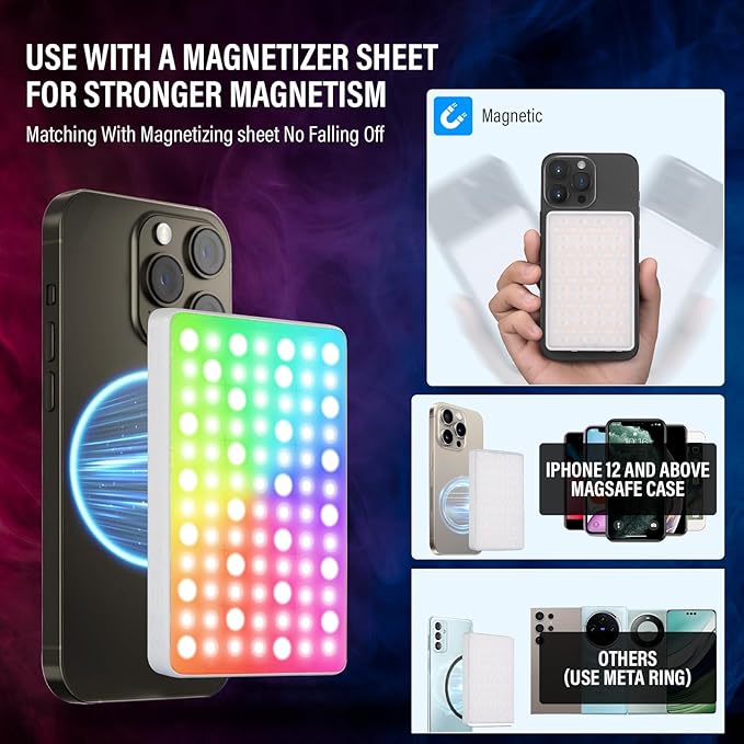 GODOX MA5R LED Fill Light with Soft Diffuser Magnetic Charging Phone Selfie Lighting Mini on Camera Lights 1800K-10000K 14 FX Modes for Selfies, YouTube, TikTok, Vlogging, Video Conferences (White)