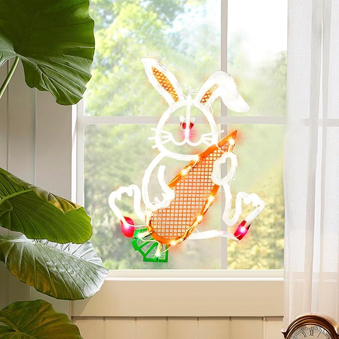 LAMPHOME 17 Inch Lighted Easter Bunny Rabbit Spring Window Silhouette