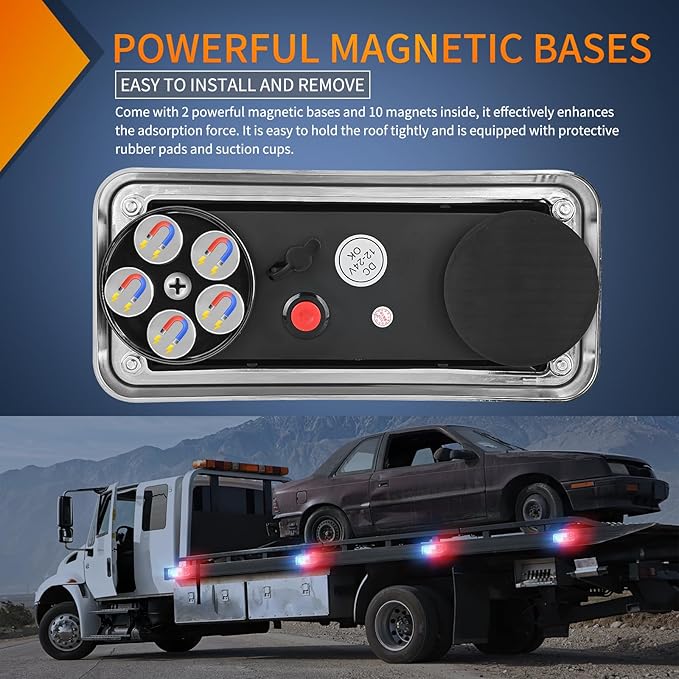 Nilight 2PCS 42LED Red Blue Wireless Magnetic Strobe Lights Portable Warning Hazard Light Surface Mount Waterproof 5 Patterns for 12V 24V Cars Trucks Van Off Road Vehicles ATV