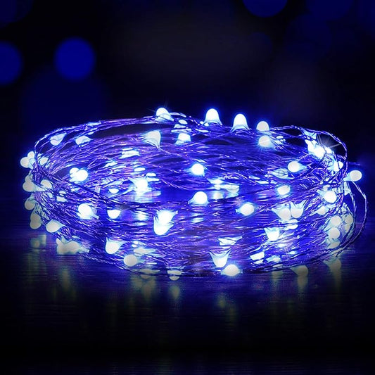 USB Powered Fairy Lights, 100 led 33 ft. USB Plug in Copper Wire USB String Lights for Bedroom Christmas Decoration Wedding Party Firefly Lights (Blue,1 Pack)