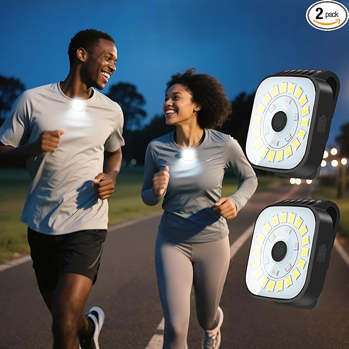 2 Pack Running Lights for Runners - Rechargeable Clip on Flashlight,Dog Mini Flashlights for Night Walking,4 Modes LED Running Accessories,Safety Light Hiking Camping Gear for Jogging,Biking