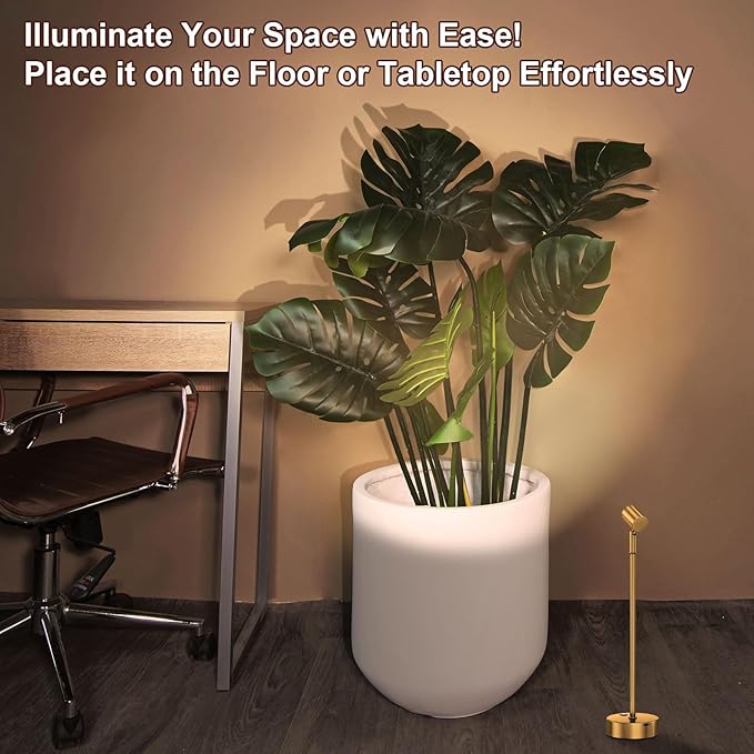 IMAGE Golden Cordless Spotlight High-Power Adjustable Table Accent Light for Plants, Artwork, Jewelry Displays, Shelves, and Cabinet, Warm White Wireless, USB Type-C, for Home, Restaurant, and Bar
