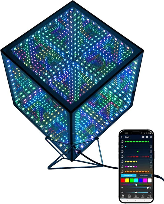 Infinity Hyper Cube LED Table Light, Color-Changing Music-Sync APP-Controlled Ambient Light for Gaming, Party, Home (10Inches)