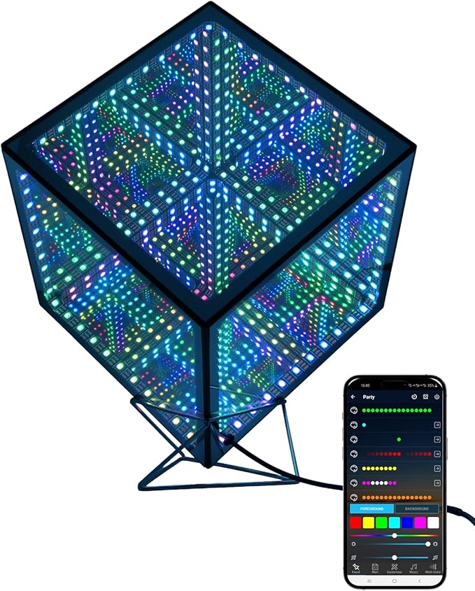 Infinity Hyper Cube LED Table Light, Color-Changing Music-Sync APP-Controlled Ambient Light for Gaming, Party, Home (8Inches)
