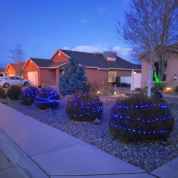 JMEXSUSS 2 Pack Fairy Lights Battery Operated, Total 200 LED 66ft Blue String Lights Waterproof with Remote Timer, Blue Christmas Lights for Bedroom Indoor Outdoor Wedding Party Xmas Tree Decor