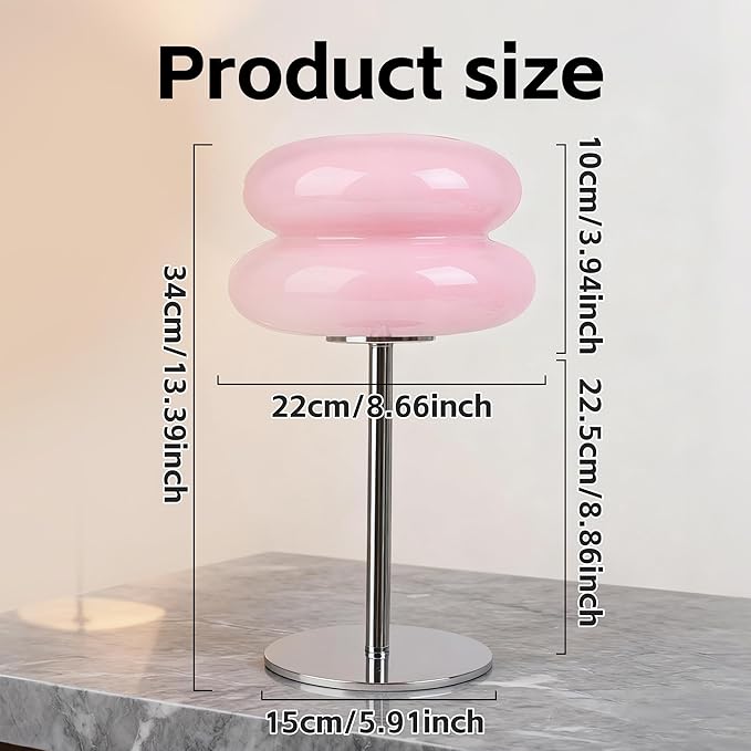 Bedroom Mushroom lamp, Medieval Modern Bedside Table lamp, dimmable Retro Egg Tart Headlight, Unique Home Mushroom Decoration Aesthetic Lovely Living Room Desk lamp (Pink)
