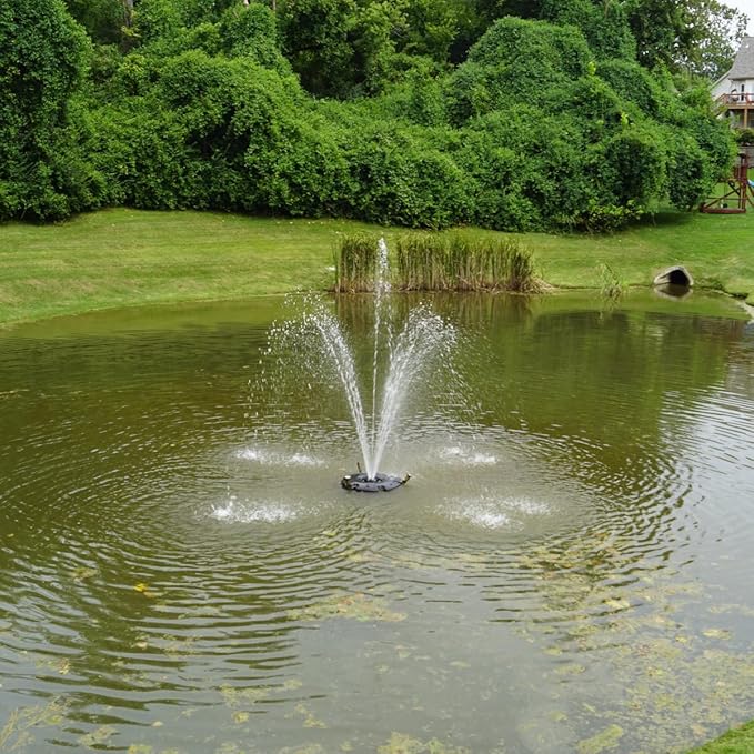 HALF OFF PONDS Floating Fountain, 1.2 HP Pond Aerator, 200 ft Cord, 10,000 GPH Water Pump, 11 Spray Patterns - Energy-Efficient, Improves Water Quality, for Large Ponds, Lakes & Water Gardens