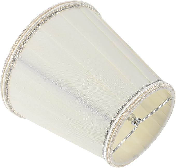Beaupretty Clip on Barrel Lamp Shade: Small Clip on Light Shade Fabric Cloth Pleat Lampshade Light Cover Shade for Chandelier Table Lamp Decor Beige 13x14cm