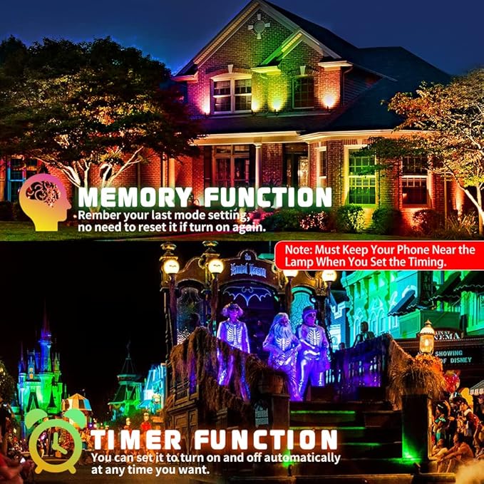 LED Flood Light Outdoor 25W, 250W Equivalent 2500LM, RGB Color Changing FloodLights by App Control, DIY Scenes - Timing - Dimmable Bright White Light 2700K-6500K, Uplights for Events, US-3 Plug