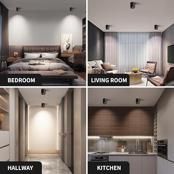 Modern LED Ceiling Light Fixture Flush Mount COB 20W 4000K Cylinder Ceiling Lights, Dimmable Hallway Lighting Fixtures Ceiling Lamps for Living Room Bedroom Kitchen, 3 Pack