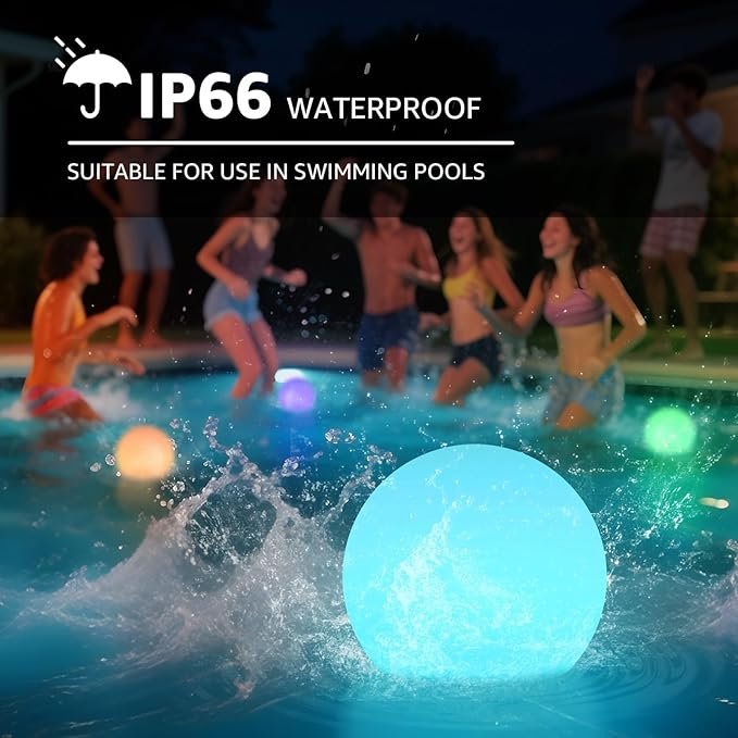 FUYO Smart Table Lamp, 6-inch Rechargeable LED Globe Orb Light with App/Remote Control, IPX6 Water-Resistant, 16 Colors & 4 Modes, Sphere Night Light for Home Bedroom Pool Garden Decor