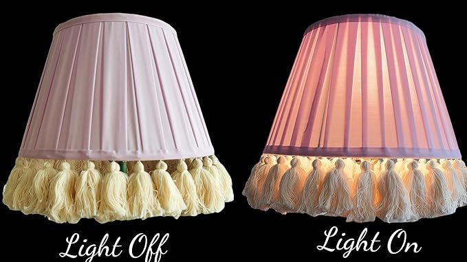 Tristan Home Round Pleated Lamp Shade with Tassels 9 x 14 x 12inches (Lavender)