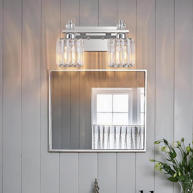 Chrome Bathroom Vanity Lights Crystal Vanity Light Bathroom Lighting Fixtures 2 Light Modern Vanity Lighting Fixtures