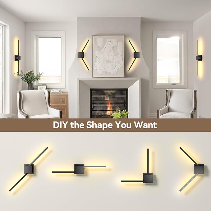 Battery Operated Wall Sconces Set of 2, 𝐔𝐩𝐠𝐫𝐚𝐝𝐞𝐝 12000mAh Rotatable Picture Lights with Remote Control, Dimmable 3000-6500K LED Rechargeable Wall Lights for Living Room Bedroom Mirror, 28.3In