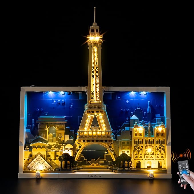 BrickSoul Advanced RC Light Kit for 21064 Paris – City of Love Building Set | Upgraded Wireless ON/Off & Dimming & Zonal Lighting with Hidden Cable Tech (21064 Set NOT Included)