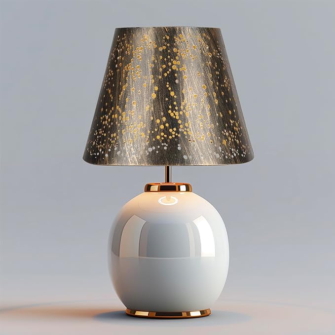 Etched Starlight 𝐌𝐞𝐭𝐚𝐥 𝐋𝐚𝐦𝐩 𝐒𝐡𝐚𝐝𝐞𝐬 𝐬𝐞𝐭 𝐨𝐟 𝟐 Top 6‘’ Bottom 10‘’ Height 7.5" Barrel Shade Lampshades Fits Most Table Lamp and Floor Lamp Spider Outer Bronze and inner Gold