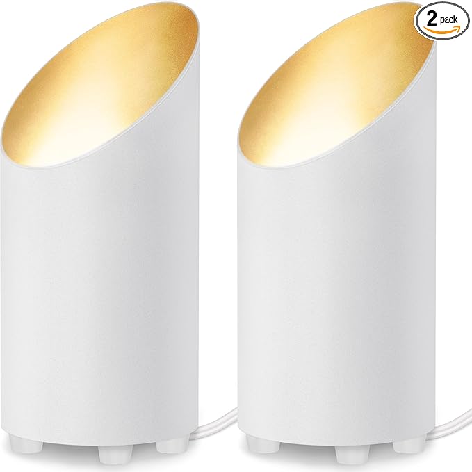 SUNVIE 2 Pack Uplighting Indoor Floor Can Light, 5W Up Lights with 2700K LED GU10 Bulbs, Uplights Floor Spot Lights Indoor for Home Accent Lighting, 5.9 FT Plug Cord & Foot Switch