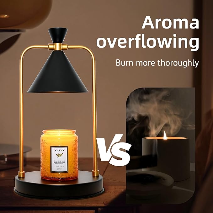 Candle Warmer Lamp with Timer Dimmer,Unique Birthday Gifts for Women Mom,House Warming Gifts New Home Room Decor,Wax melt Warmer for Scented Wax Jar Candles,Black-Large